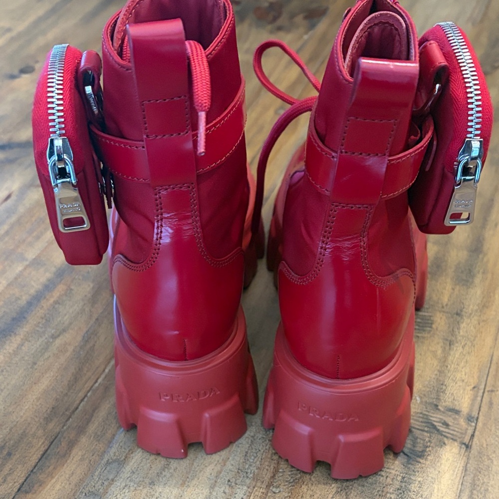 Prada Monolith Red Boots - Picture 5 of 8
